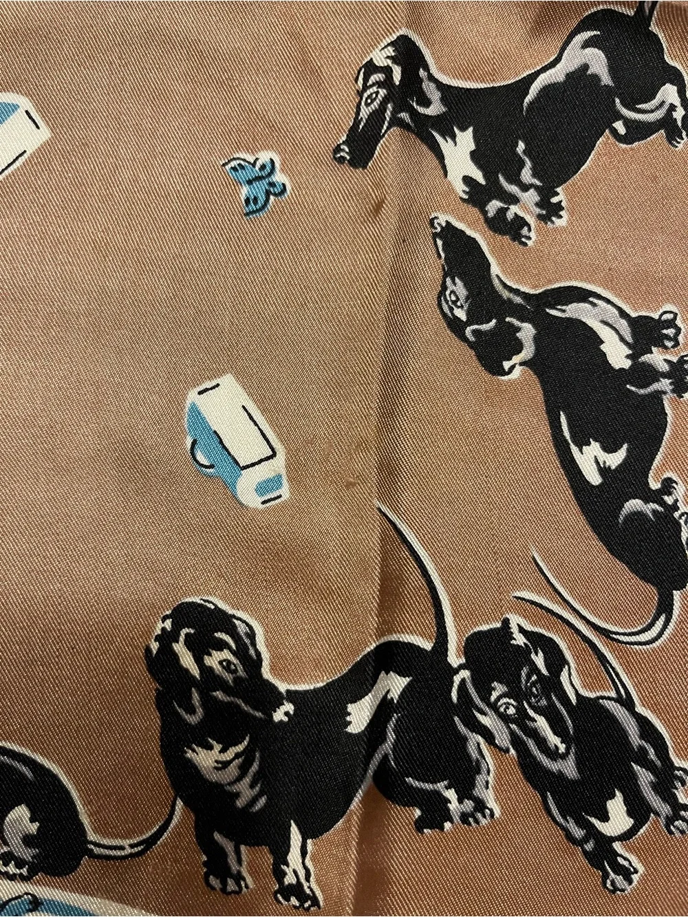 Vintage Baar & Beards inc hand rolled pure silk dusty purple and black dog scarf